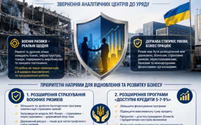 Український інститут правової політики, спільно з іншими аналітичними центрами, звернувся до Уряду щодо розширення механізмів страхування воєнних ризиків та кредитування українського бізнесу